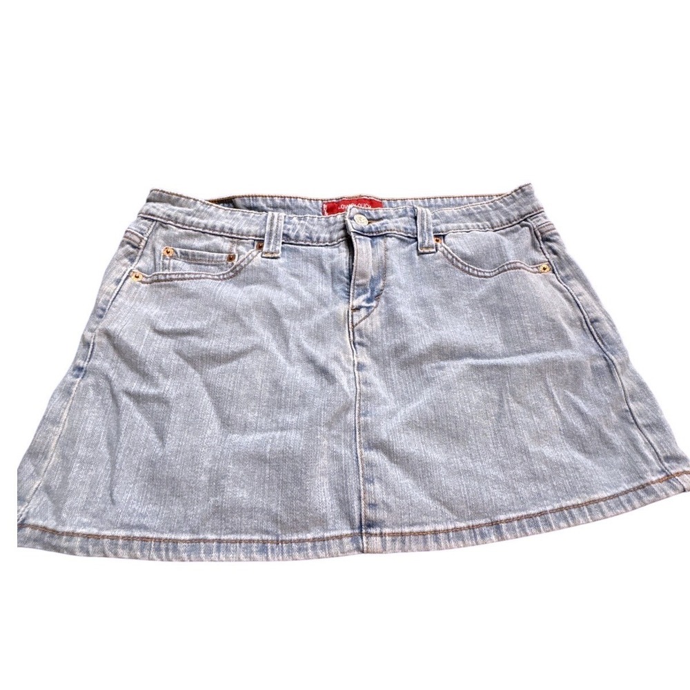 Levis Low Slouch Denim Mini Skirt Light Wash Blue Size 11JR 5-Pocket Low Rise